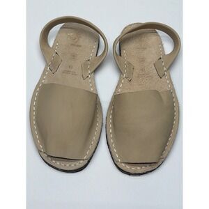 Pons Avarcas Leather Sandals Tan Size 41 Handmade Spain Slingback Flats‎